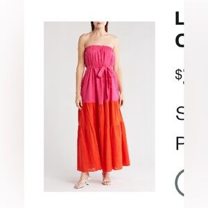 LUMIERE strapless colorblock dress NWT